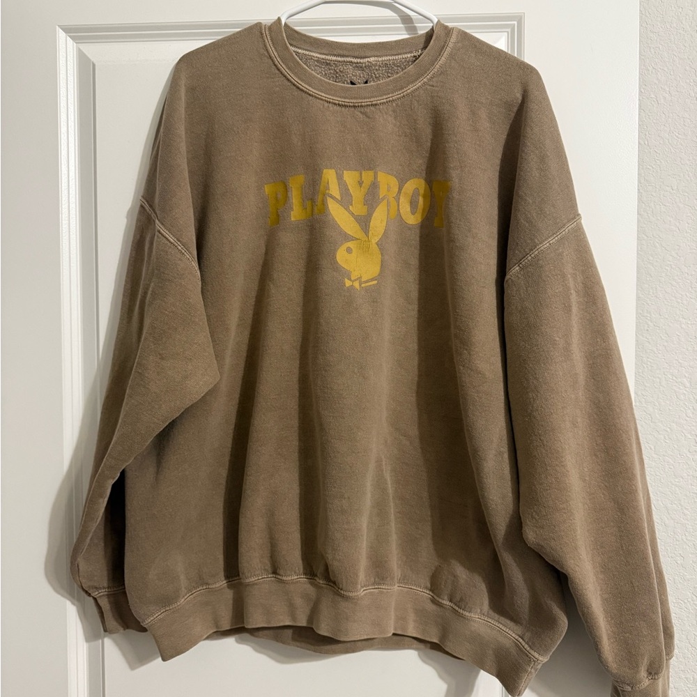 PLAYBOY Men's Tan Crewneck Sweater